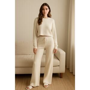 Minimalist Cozy Ribbed Wide Leg Pants Cream Victoria’s Secret PINK Women’s XS